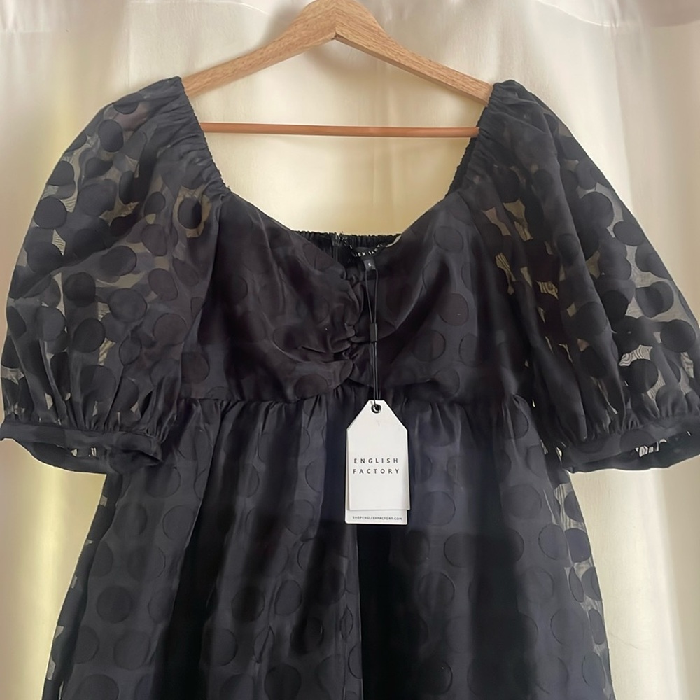 NWT English Factory Black Mini Dotted Dress size small New NWT Polka dot dress